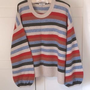 Madewell striped sweater with fun balloon sleeves! I love the colors!